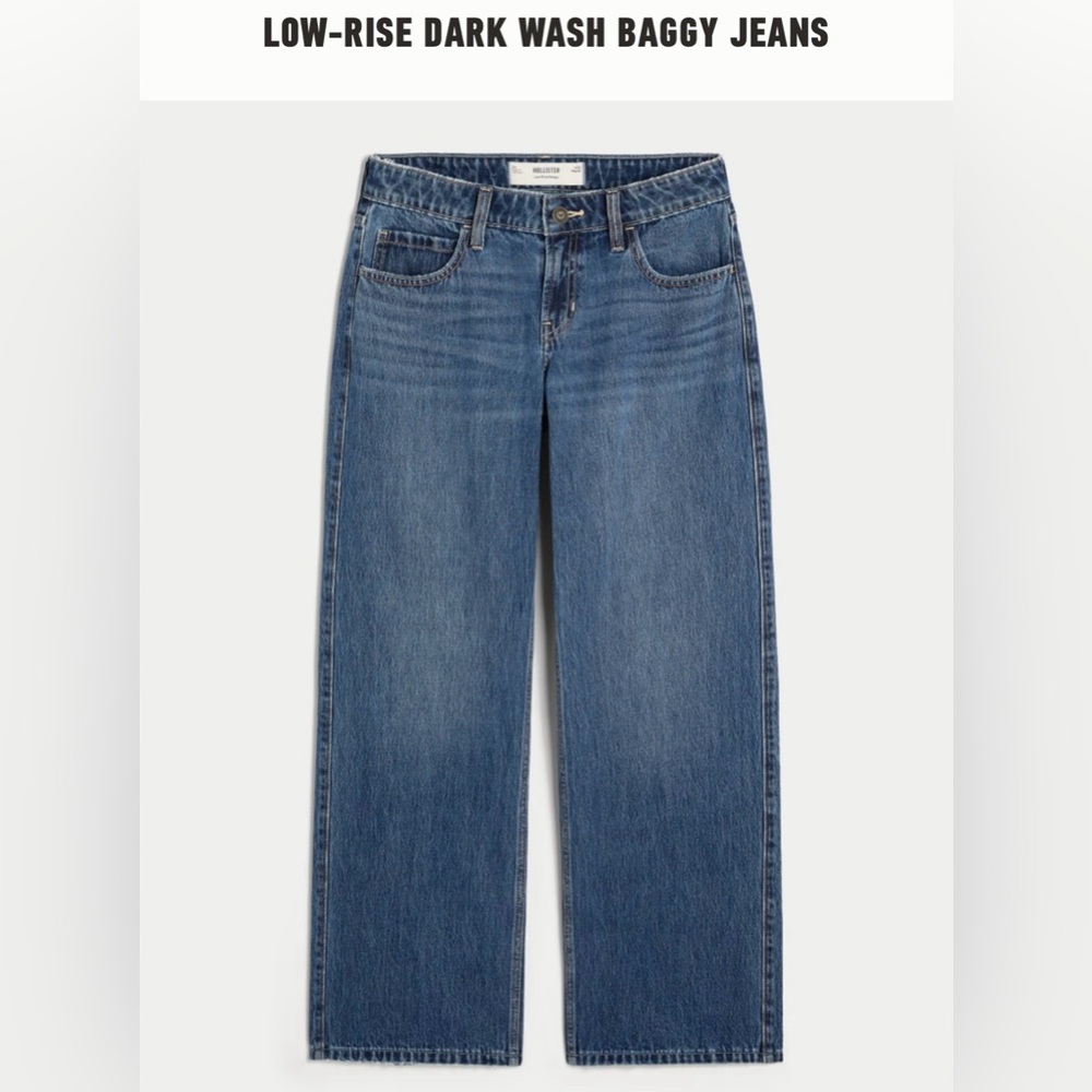 Hollister LOW-RISE DARK WASH BAGGY JEANS Color: Medium